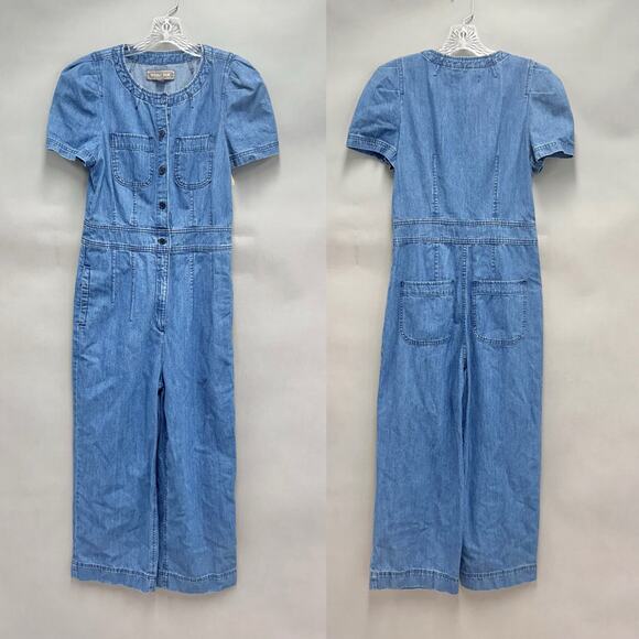J. Crew Point Sure Patch-pocket utility jumpsuit in indigo denim Size 4 Wide Leg - Picture 14 of 16